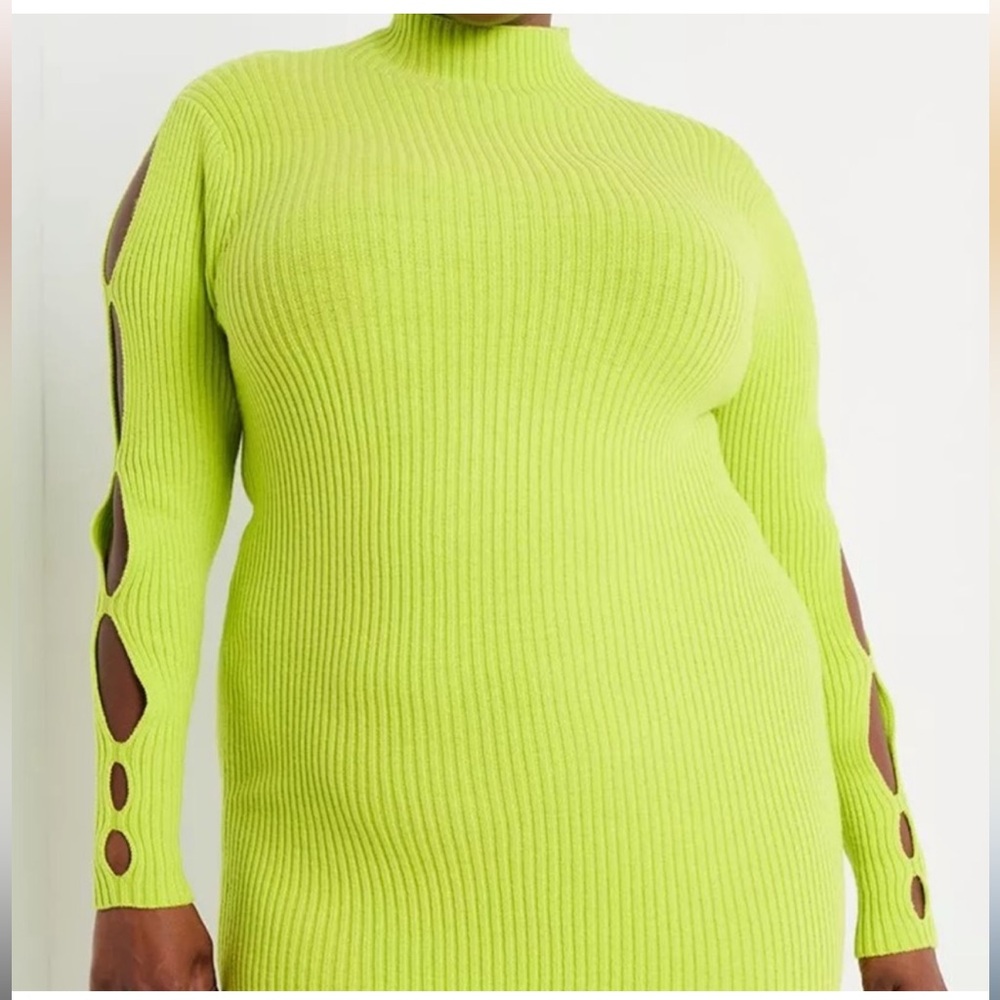 Eloquii Bright Green Ribbed Sweater